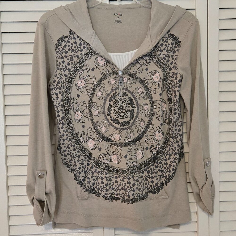 Style&Co Layered Look Hoodie Top - Size PS